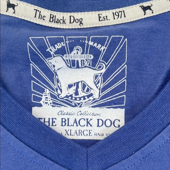 The Black Dog Men’s Classic Blue Short Sleeve V- Neck Tee XL - Picture 3 of 13